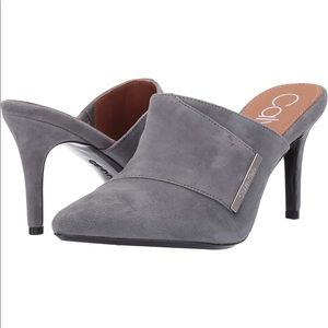 Calvin Klein grey suede Grecia mule. NWOT. Size 6.